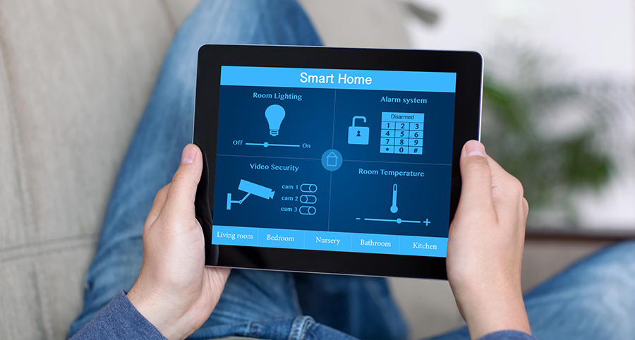 The ability to access and control security components from a mobile device is one of the top smart home trends in Jackson. Close-up of smart home security app.